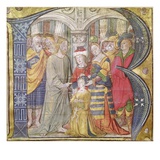 Historiated Initial 'B' Depicting Christ Healing a Possessed Man (Vellum) Giclee Print by  Italian