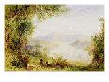 View on the Hudson River, C.1840-45 (Oil on Panel) Giclee Print by Thomas Creswick