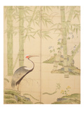 Bamboo and Crane, Edo Period (W/C on Panel) Giclee Print by  Japanese