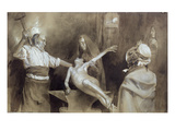 Hammering the Spleen (Pencil and Wash on Paper) Giclée-Druck von Gaston Vuillier