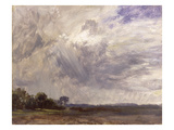 Landscape with Grey Windy Sky, C.1821-30 (Oil on Paper Laid Down on Millboard) Giclee Print by John Constable