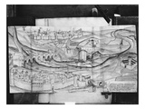 The City and the Village of Carcassonne, 1462 (Pen and Ink on Paper) (B/W Photo) Giclee Print by  French