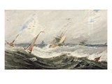 Boats on a Stormy Sea (W/C over Graphite on Wove Paper) Giclee Print by Francois Louis Thomas Francia