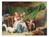 The Woman and the Mouse, C.1798 (Oil on Panel) Giclee Print by Martin Drolling