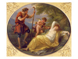A Sleeping Nymph Watched by a Shepherd, 1780 (Oil on Copper) Giclee Print by Angelica Kauffmann