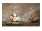 Sea Battle of the Anglo-Dutch Wars, C.1700 (Oil on Canvas) Giclée-Druck von Willem Van De, The Younger Velde