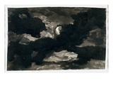 Study of a Clouded Moonlit Sky (Black Wash on Laid Paper) Giclee Print by George Romney