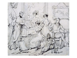 A Family Group around a Piano (Pen and Brown Ink with Graphite on Paper) Giclee Print by George Chinnery