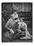 Charles Dickens with Two of His Daughters, C.1865 (B/W Photo) Giclee Print by  English Photographer