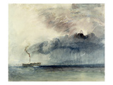 Steamboat in a Storm, C.1841 (W/C and Pencil on Paper) Giclée-tryk