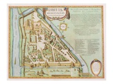 Map Showing the Kremlin, Moscow, 1662 (Hand Coloured Etching) Giclee Print by Joan Blaeu