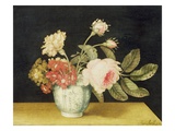 Flowers in a Delft Jar (Oil on Panel) Giclee Print by Alexander Marshal
