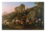 Classical Landscape with Animals Giclee Print by Johann Heinrich Roos