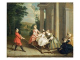 Children Playing with a Hobby Horse, C.1741-47 (Oil on Canvas) Giclee Print by Joseph Francis Nollekens