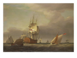 A Seascape with Men-Of-War and Small Craft (Oil on Canvas) Giclee Print by Francis Holman