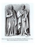Two Druids, One Carrying the Crescent of the Sixth Day of the Moon Giclee Print by Albert Charles August Racinet