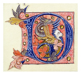 Historiated Initial 'D' Depicting a Fish with a Human Head (Vellum) Giclee Print by  French
