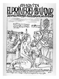 Martin De Ayala Greets Francisco Pizarro and Diego De Almagro (Woodcut) Giclee Print by Felipe Huaman Poma De Ayala