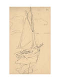 Small Yacht on the Norman Coast (Pencil on Paper) Reproduction procédé giclée par Claude Monet