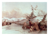 Spearing Fish in Winter (Oil on Canvas) Giclee Print by Captain Seth Eastman