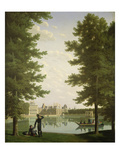 Napoleon I (1769-1821) and Marie-Louise (1791-1847) on the Carp Pond at Fontainebleau, 1810 Giclee Print by Jean Joseph Bidauld