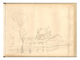 The Church of Vernon (Pencil on Paper) Giclee Print by Claude Monet