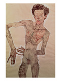 Standing Nude, Facing Front (Self Portrait), 1910 Giclee-vedos tekijänä Egon Schiele Standing Nude, Facing Front (Self Portrait), 1910 Giclee-vedos tekijänä Egon Schiele