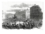 The Grand Procession of the Wellington Statue Turning Down Park Lane Giclee Print by Ebenezer Landells