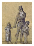 Father with His Daughter, Study for 'The Shower' (Pencil on Paper) Giclee Print by Louis Leopold Boilly