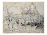 Venice Or, the Gondolas, 1908 (Black Chalk and W/C on Paper) Giclee Print by Paul Signac