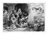 The Angel Departing the Family of Tobias, 1641 (Etching) Giclee Print by Rembrandt van Rijn 