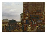 Selling Paintings Outside the Institut De France, 1837 (Oil on Canvas) Giclee Print by Guillaume Frederic Ronmy