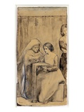 Study for the Girlhood of Virgin Mary (Pen and Ink and Pencil with Wash on Paper) Giclee Print by Dante Charles Gabriel Rossetti