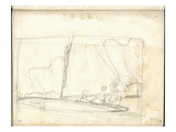 Clipper of Argenteuil Tacking (Pencil on Paper) Reproduction procédé giclée par Claude Monet