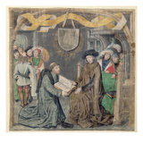The Presentation of a Book to a Lord (Vellum) Giclee Print by  Master of the St. Bartholomew Altarpiece