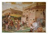 Reception of King Christian I of Denmark by the Condottiere, Bartolomeo Colleoni Giclee Print by Girolamo Romanino