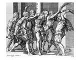 The Flagellation of Christ, Engraved by Martin Rota, 1568 (Engraving) Giclee Print by Battista Franco
