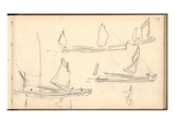 Boats on the Thames (Pencil on Paper) Reproduction procédé giclée par Claude Monet
