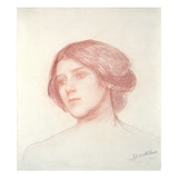 Head of a Girl (Red Chalk on Paper) Giclee Print by John William Waterhouse