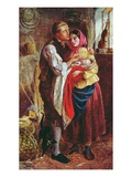 The Blind Basket Maker with His First Child, 1858 (Oil on Canvas) Giclee Print by Michael Frederick Halliday