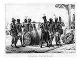 Negres Cangueiros' - Black Porters Carry a Cask, Engraved by Thierry Freres (Fl.1827-45), 1835 Giclee Print by Jean Baptiste Debret