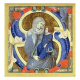 Historiated Initial 's' Depicting St. Anne and the Virgin (Vellum) Giclee Print by Niccolo di ser Sozzo Tegliacci