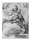 The Virgin and Child in the Clouds (Engraving) Giclee Print by Federico Fiori Barocci or Baroccio