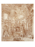 Interior of a Church (Red Chalk on Paper) Giclee Print by Hubert Robert