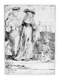 Death Appearing to a Wedded Couple from an Open Grave, 1639 (Etching) Giclee Print by Rembrandt van Rijn 