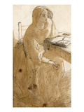 Lizzie Siddal (1832-62) (Pen and Ink and W/C on Paper) Giclee Print by Dante Charles Gabriel Rossetti
