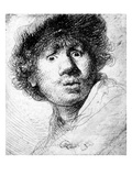 Self Portrait, 1630 (Etching) Giclee Print by Rembrandt van Rijn 