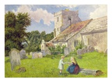 Children in a Church Yard Giclee Print by Charles Rossiter