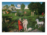 Adam and Eve in the Garden of Eden, 1530 (Oil on Panel) Reproduction procédé giclée par Lucas Cranach the Elder