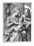 The Holy Family, Engraved by Marcantonio Raimondi, C.1515 (Engraving) Reproduction procédé giclée par Raphael 